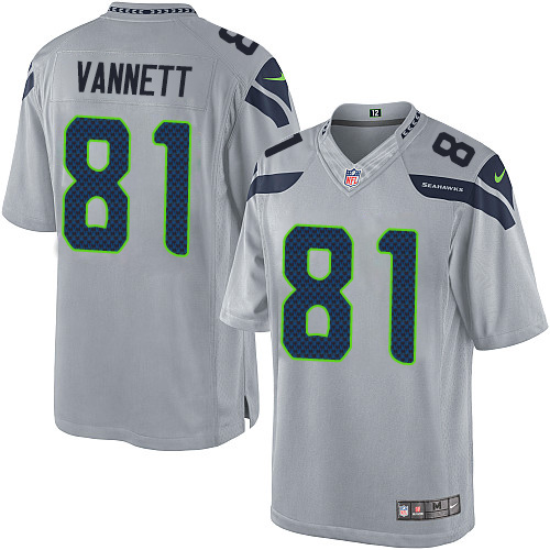 Youth Elite Nick Vannett Nike Jersey Grey Alternate - #81 NFL Seattle Seahawks